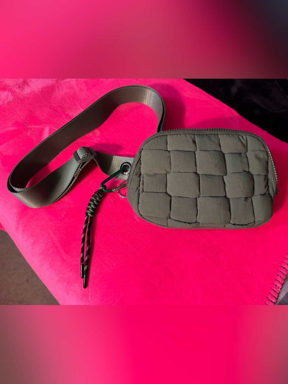 Iris & Rainbow Quilted Olive Crossbody Bag